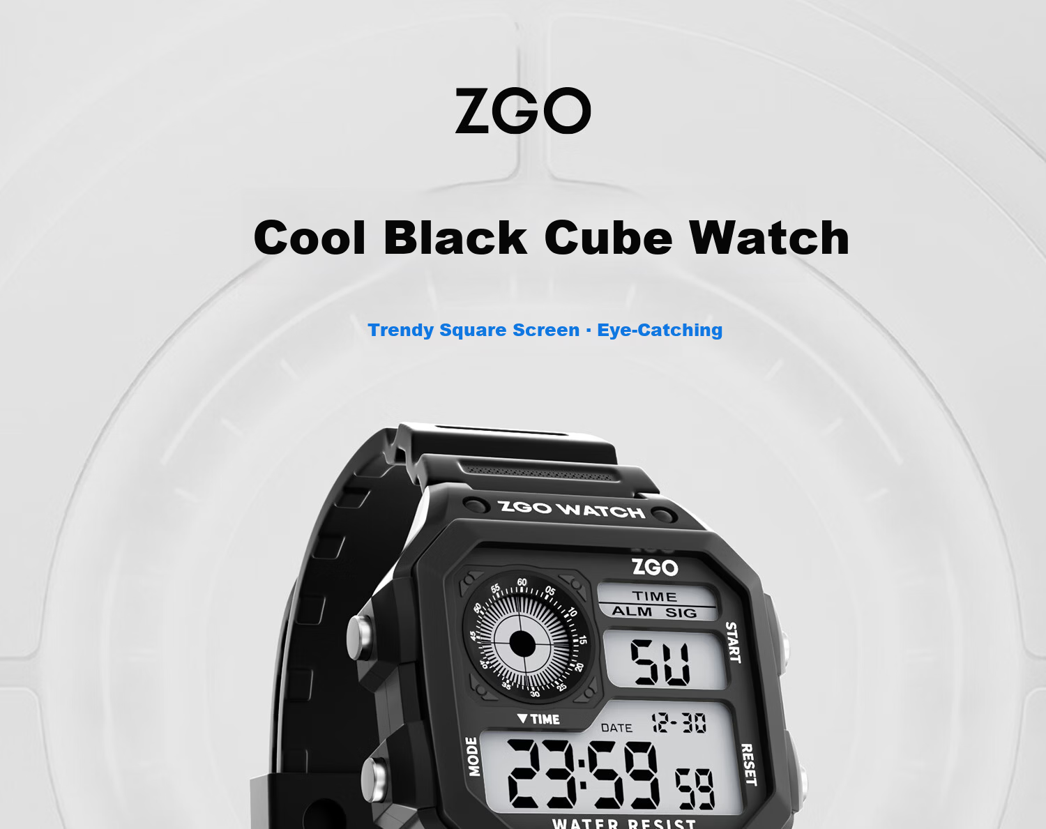 ZGO Men's Vintage Style Digital Watch Student Waterproof Small Square Sports Electronic Watch for High School and Middle School Students 1