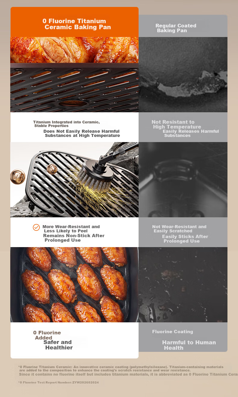 Joyoung Air Fryer with Steaming And Baking Functions, Zero Fluorine Titanium Ceramic Non-Stick Home Air Fryer, 5.5L Large Capacity Beautiful Hot Air Frying Metal Inner Pot KL55-V155 3