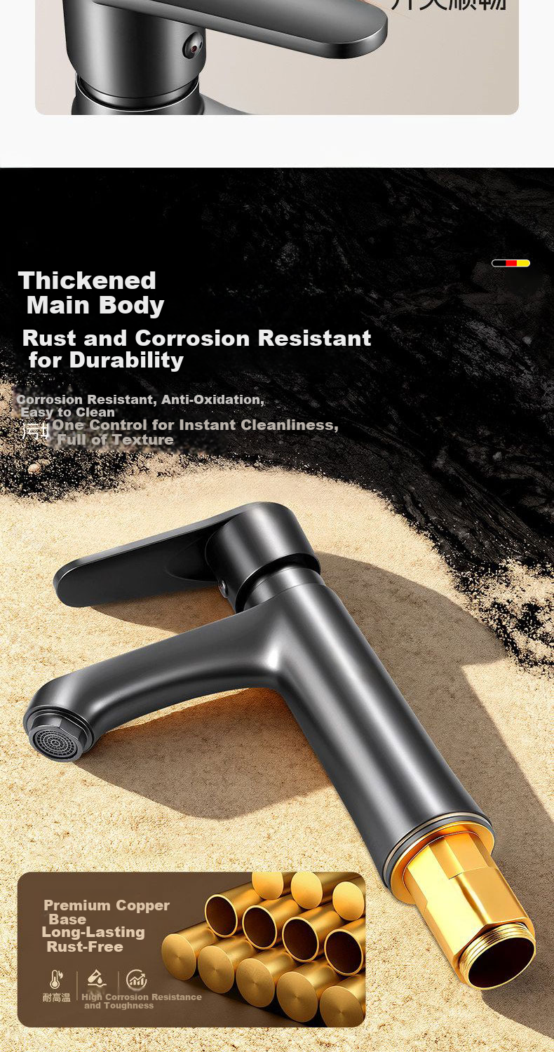 HOMK German Brass Bathroom Basin Faucet Hot and Cold Mixer Tap 3