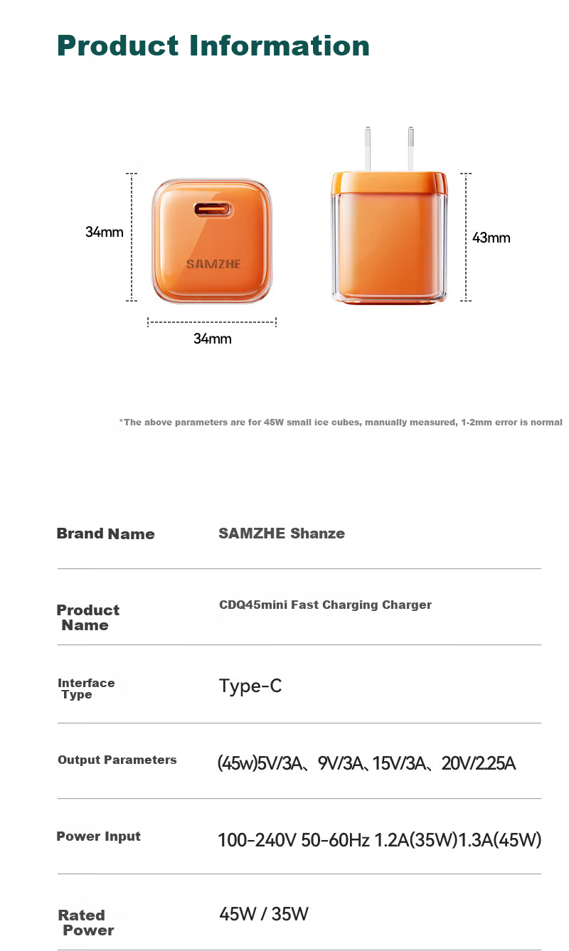Sanze Apple GaN Fast Charger Set PD45W Charger + Lightning Magnetic Cable Compatible with 30/27W for iPhone 14/13 Pro Max 6