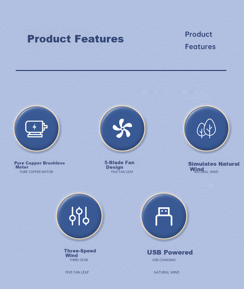 AUCMA Electric Fan, Desktop Mini Fan, Rechargeable USB Portable Handheld Fan for Home, Dormitory, Office, Bedside Night Light, Battery-Powered FSS-W108J 2