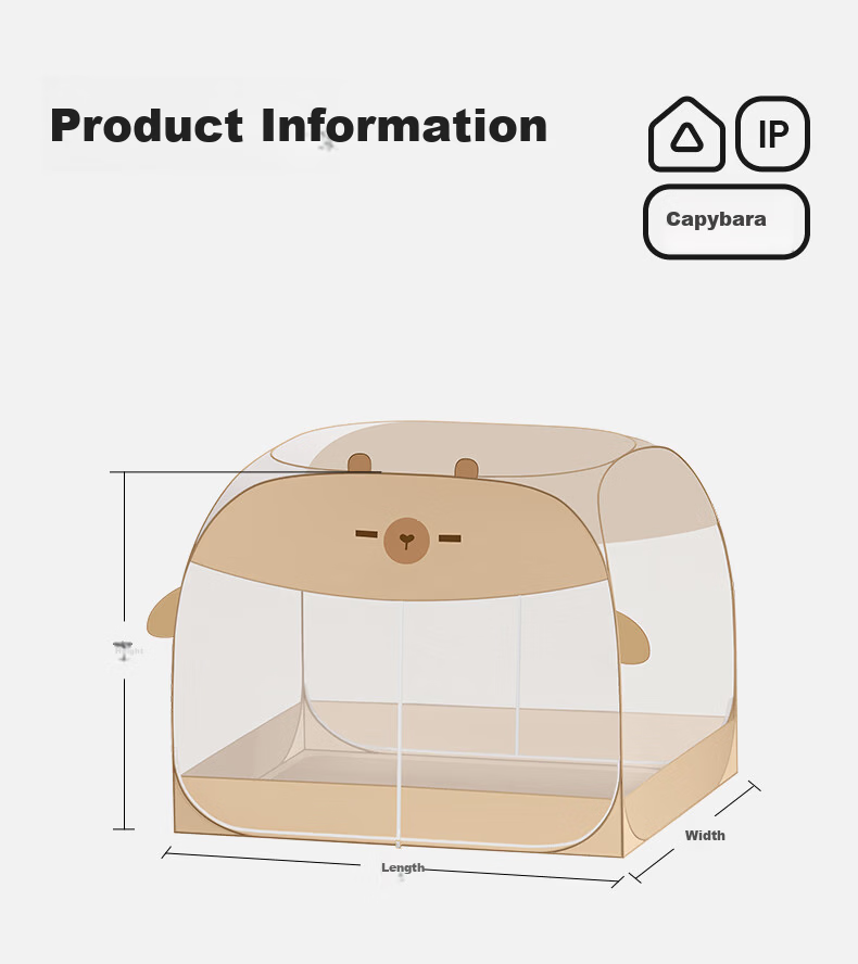 MEDOGA 2026 Home Bedroom Mosquito Net Capybara - Parent-Child Installation-Free, 1.5 Meters, Pipi Brow 32