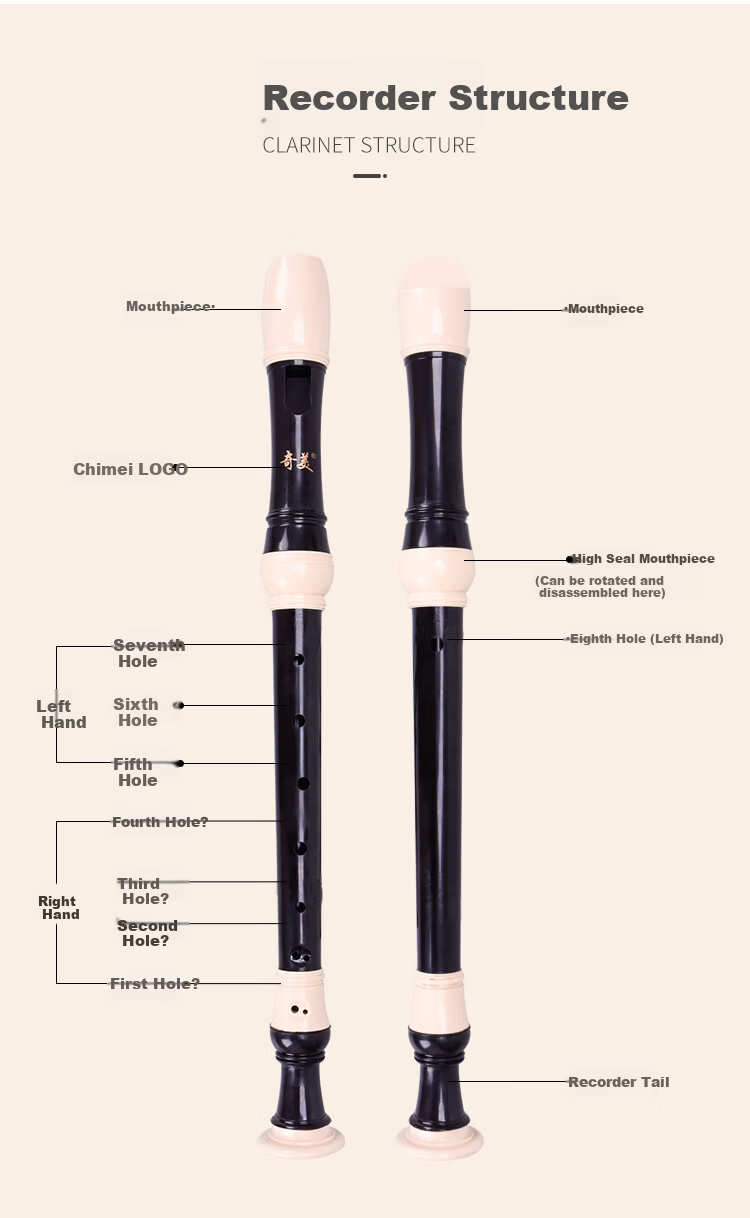 Chimei 8-Hole Alto German Style Recorder with Leather Case Classroom Recommended 5