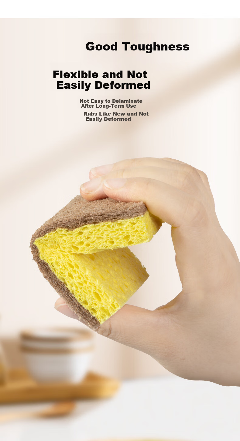 Shijia Wood Pulp Cotton Cleaning Cloth 11×6.8×2.1CM*3pcs Non-Scratch Kitchen Degreasing Pot Washing Sponge Scrubber 6