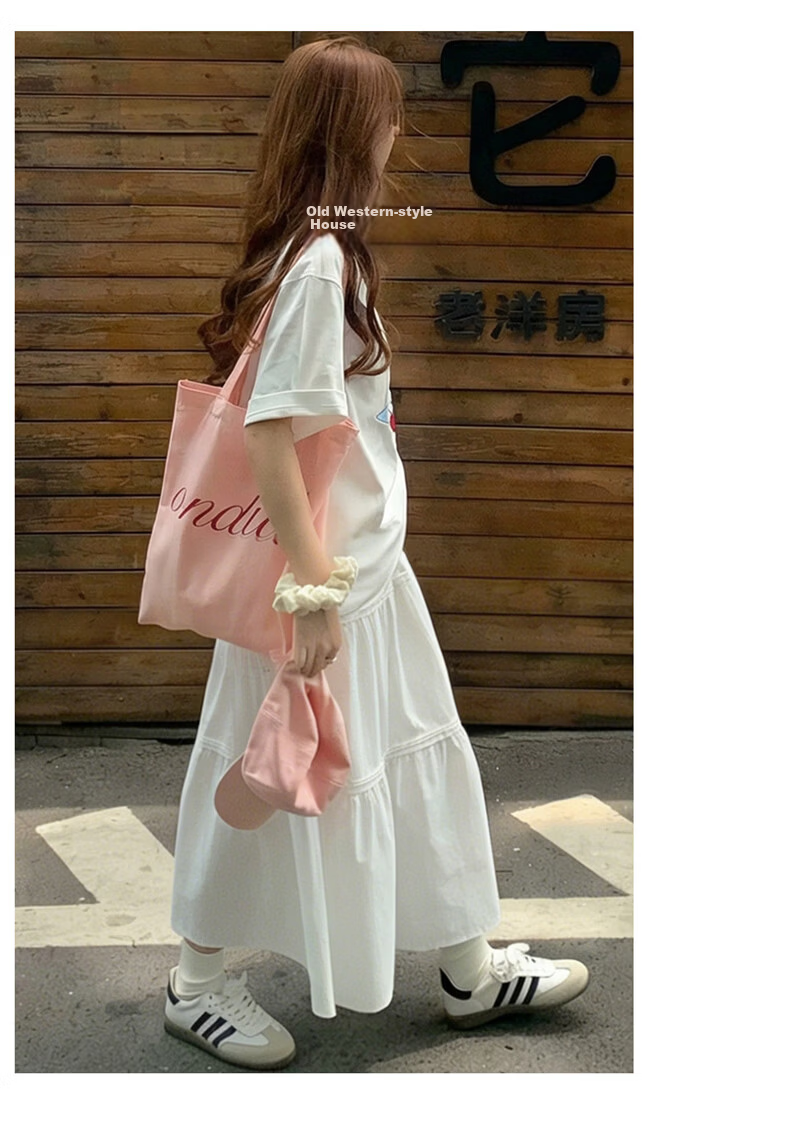 Langsha White Women's Summer A-Line Puff Cake Skirt High Waist Slimming Soft Elegant Long Skirt 2026 New Model 10