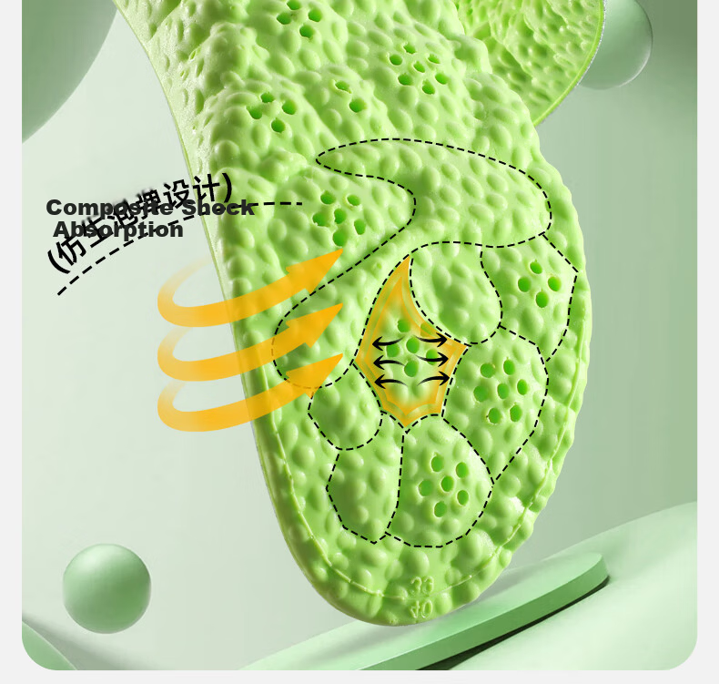 MINISO Cushioned Shock-Absorbing Height Increase Insoles for Men and Women, Invisible 3.5cm Elevation, Mugwort Odor-Resistant Breathable Sweat-Absorbing Insoles, Size 39-40 7