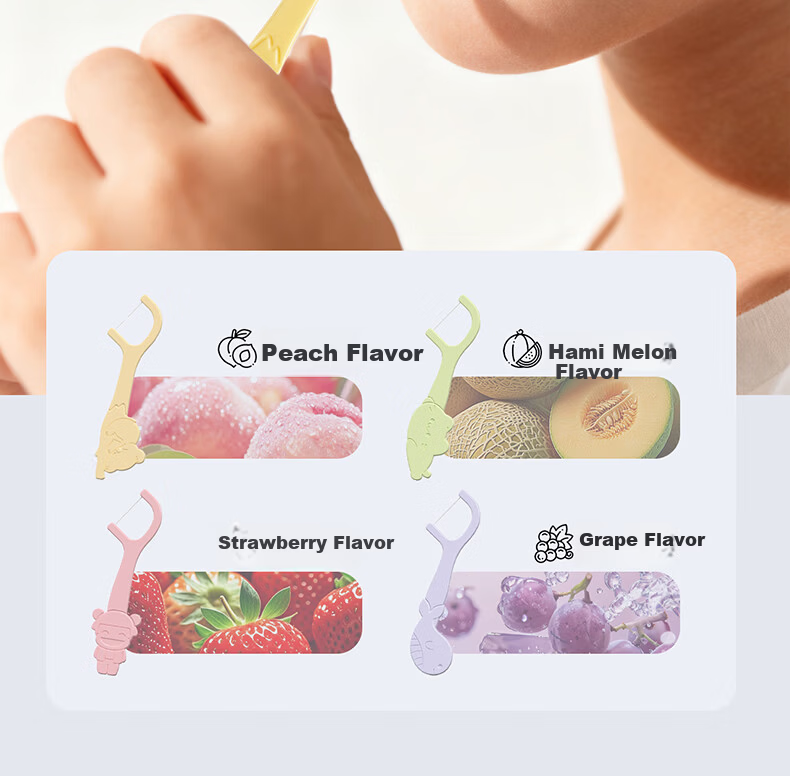 Bubble Baby Natural Fruit Flavor Children's Dental Floss Picks Single Portable Individually Packaged Ultra-fine Dental Floss Picks Dental Floss Box Toothpicks 14