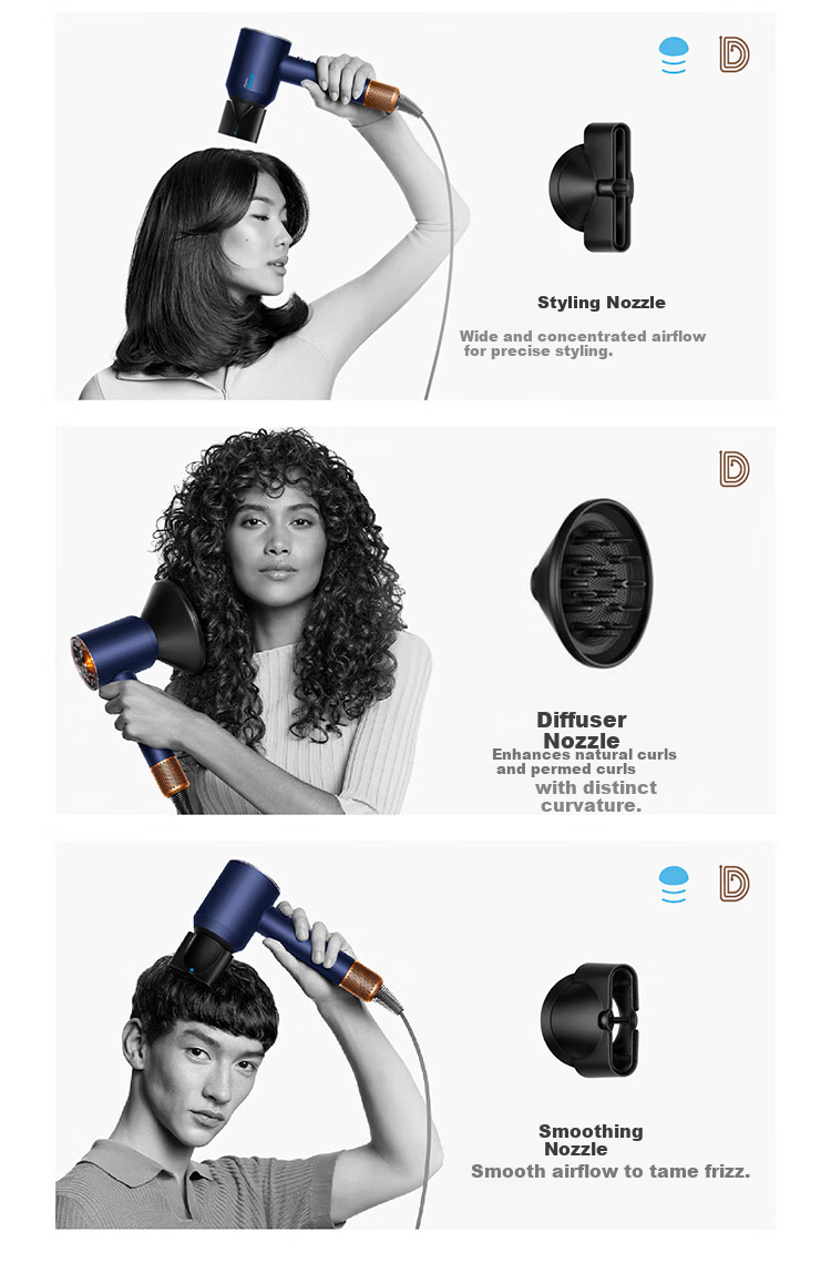 DYSON HD16 New Intelligent Hair Dryer, Supersonic Electric Blower, Negative Ion, Quick-Drying Hair Care, Multiple Nozzles, Amber Gold, Home Use, Gift Recommendation, Gift Box Editio 10