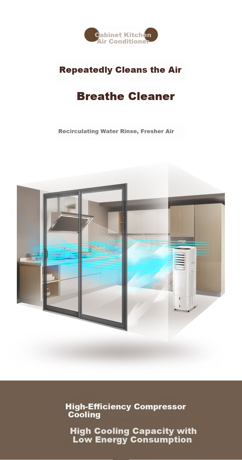 Bailang Kitchen Air Cooler Single Cold Integrated Portable Air Conditioner Ductless No Installation No Outdoor Unit Floor Standing Kitchen Air Conditioner for Home Living Room Balcony 19