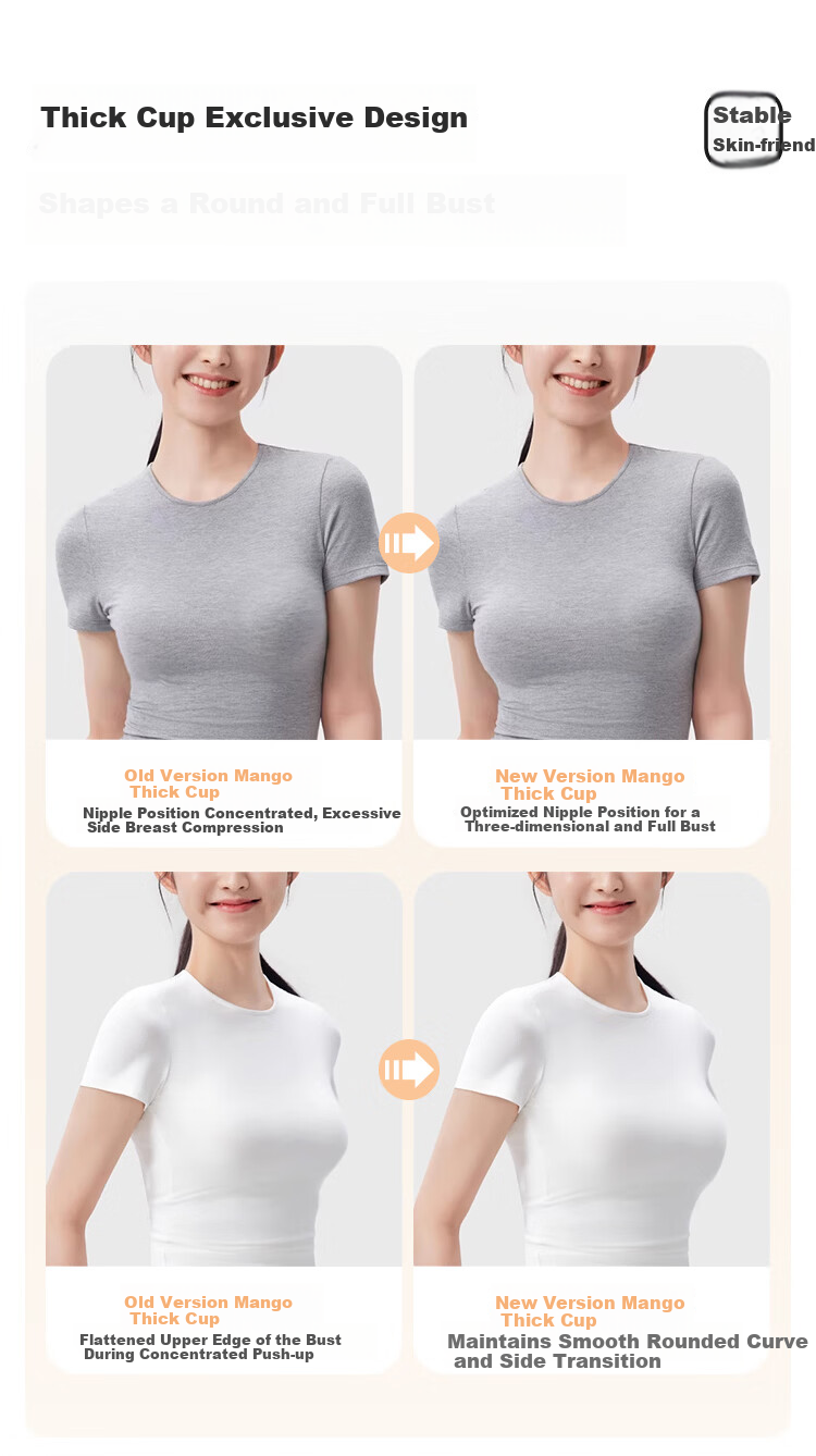 SBEAUTY 2.0 Aloe Mango Cup Double Buckle Push-Up Breast Pads Elf Ear Women's Dress Nipple Covers Thin Cup F 5
