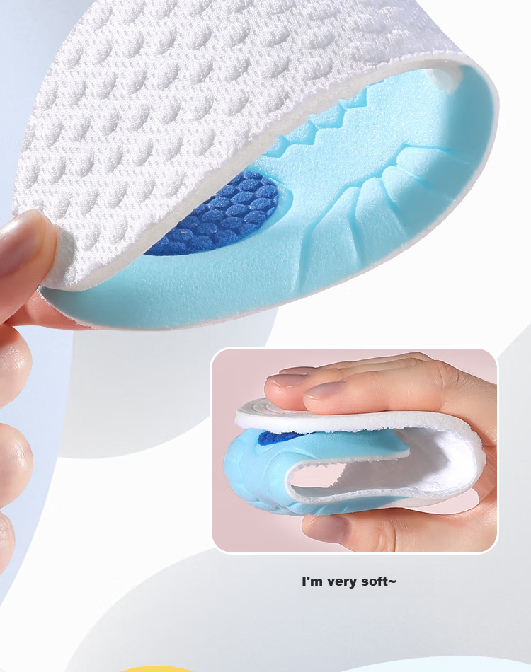 Bonnie Family 3-Pair Kids' Insoles Cuttable Shock Absorbing Comfortable Sweat-Absorbent Breathable Summer Size 30-31 9