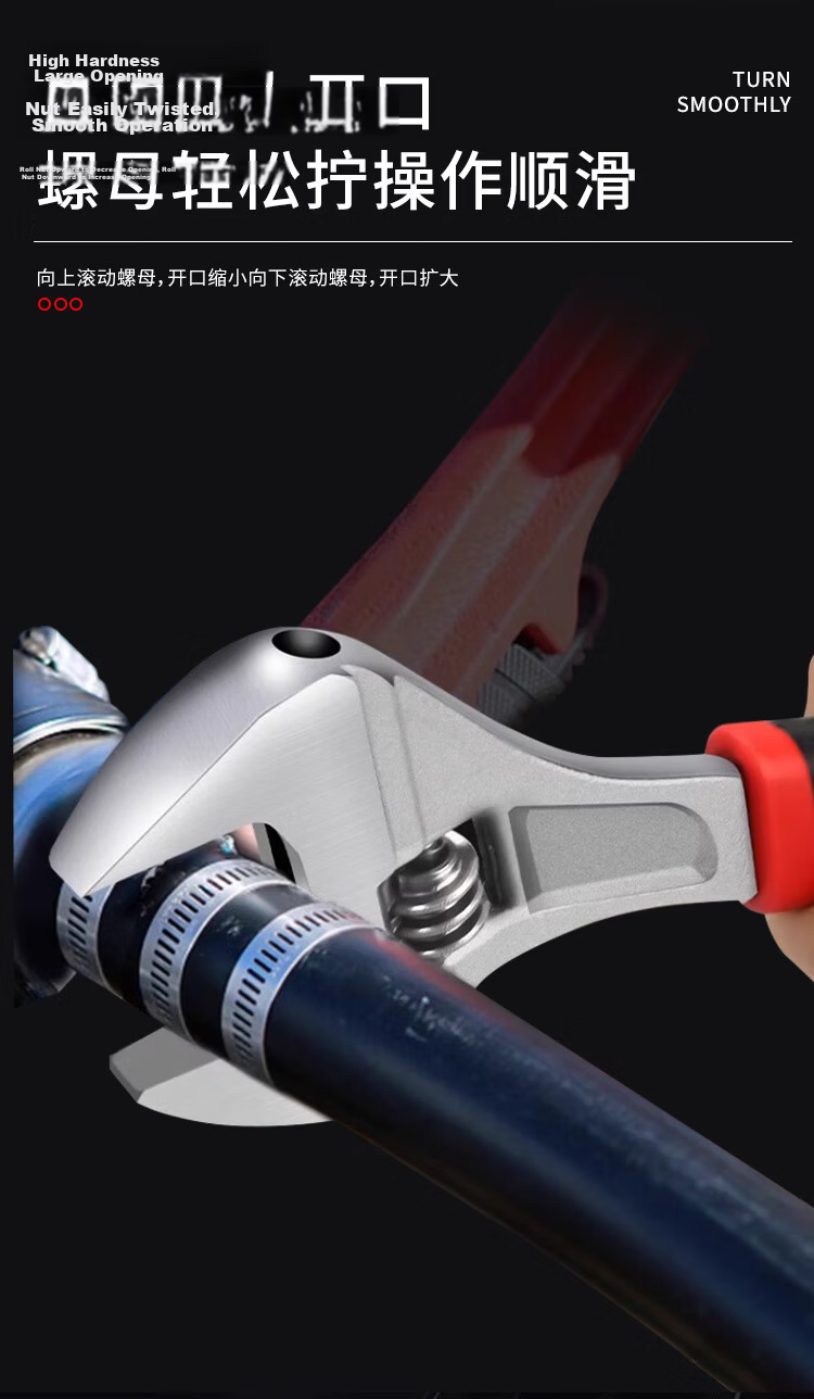 No.1 Factory 8-Inch Adjustable Wrench Set Multi-Functional Large Opening Plastic Coated Adjustable Spanner Tool 5