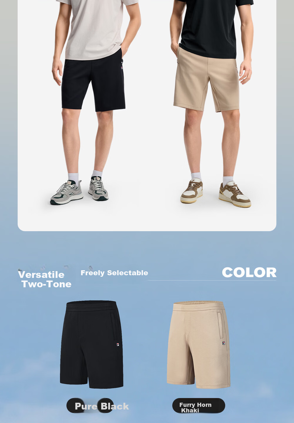 FILA Official Men's Knitted Five-Point Shorts 2026 Summer Tennis Sports Sun Protection Shorts 9