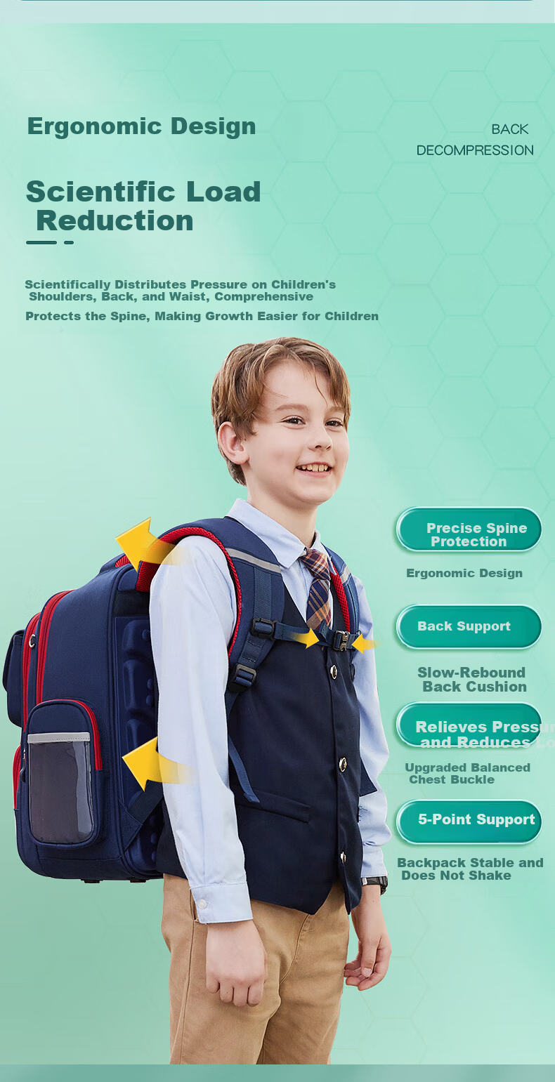 Zhiduo Bao School Backpack for Boys Grades 1-6 Astronaut Children's Lightweight Ergonomic New Model 7