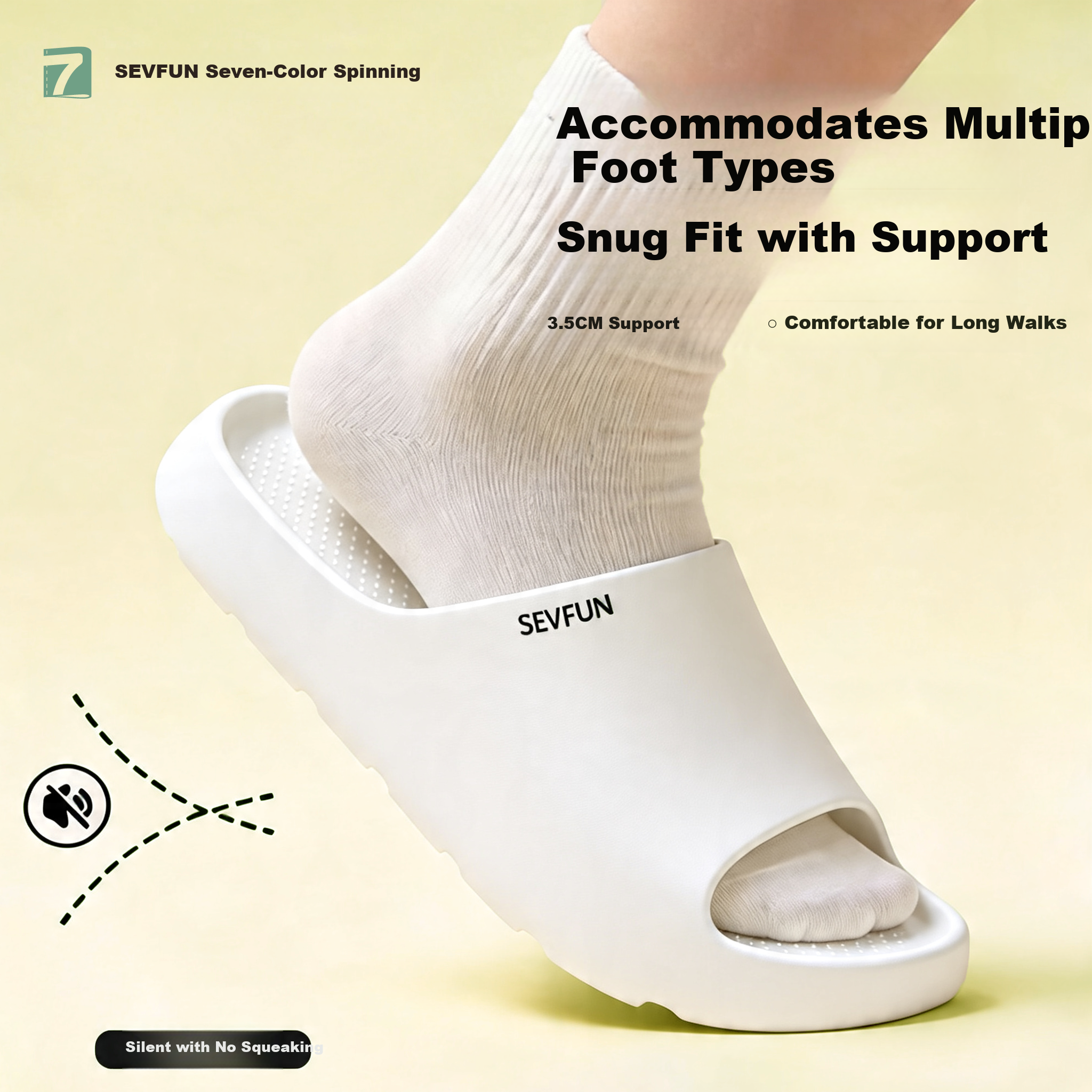 Seven-Color Spun Men's Summer Outdoor EVA Thick-Soled Wear-Resistant Non-Slip Bath Slippers Large Size Couple Women's White 38-39