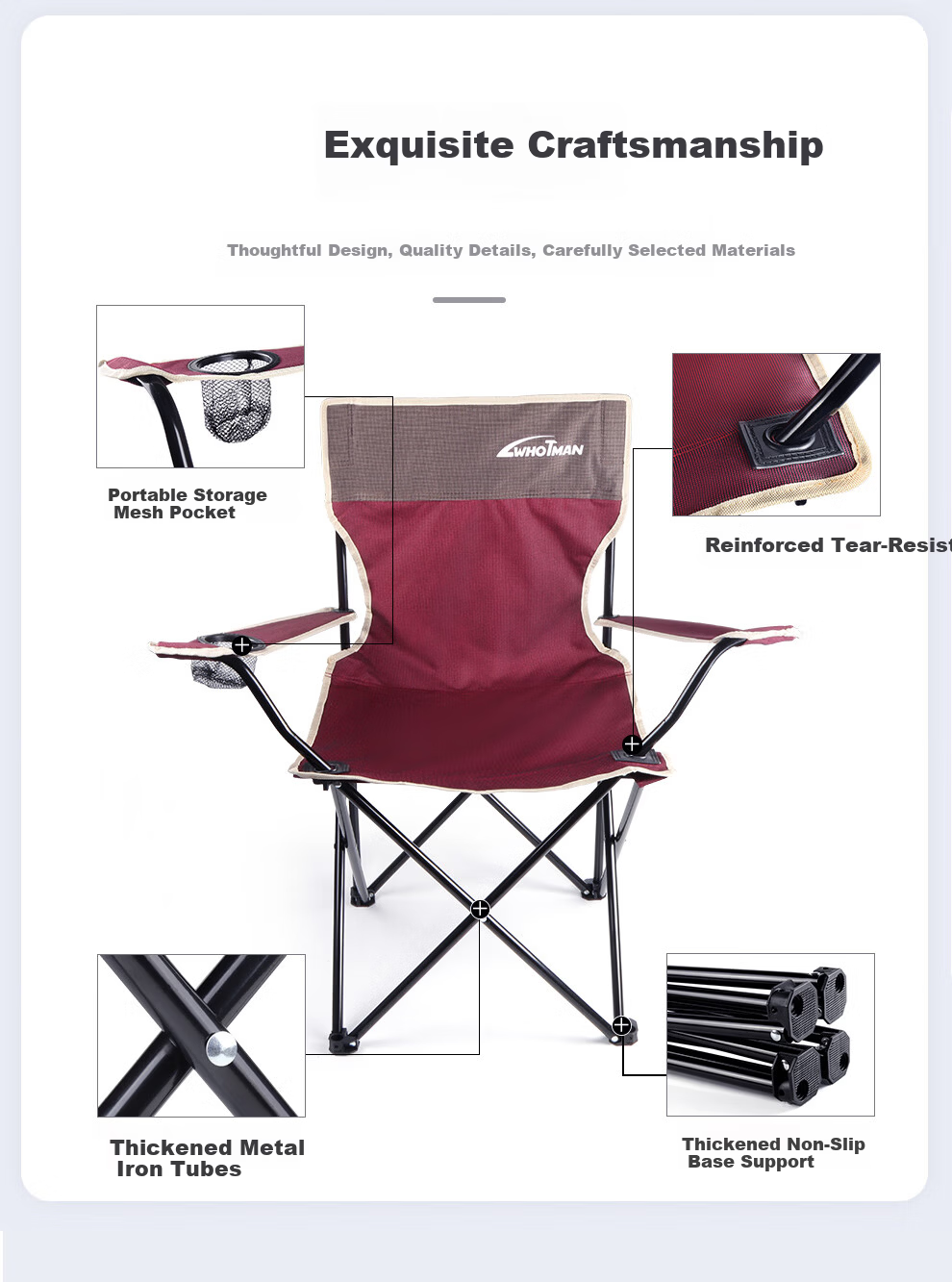 Waterman Outdoor Folding Chair High Back Moon Chair Camping Portable Recliner Fishing Chair Green 77782 3