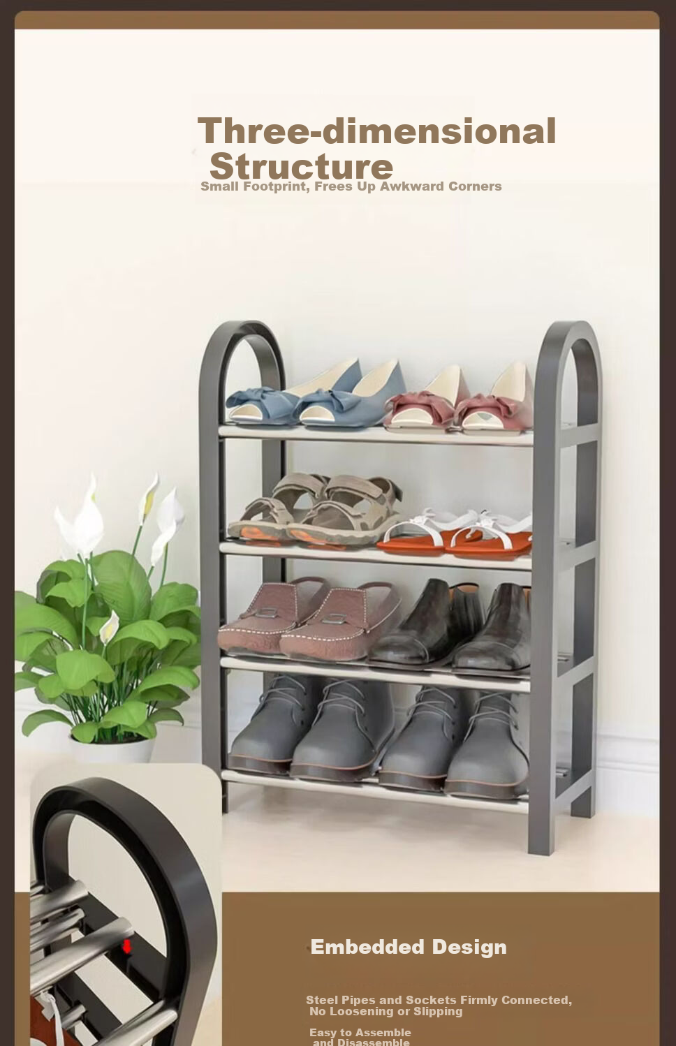 Anerya Simple Shoe Rack Multi-Layer Home Shoe Storage Indoor Shoe Shelf Dormitory Shoe Organizer Rack 10