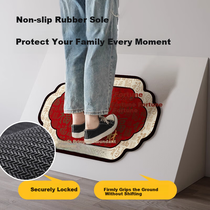 ZHUJUN Premium Vintage Style Linen Woven Bathroom Mat New Chinese Style Absorbent Non-Slip Toilet Door Carpet Rug Foot Mat