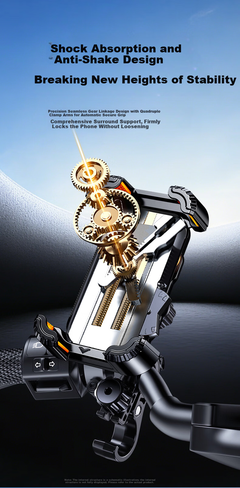 Xuanqin Xuanxiang Electric Bike Phone Holder Universal Battery Bicycle Delivery Navigation Riding Motorcycle Anti-Shake Anti-Drop Phone Mount 5