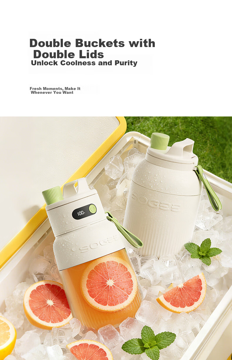 XiaoZhi New Release Portable Wireless Mini Juicer Blender Ice Crushing Juice Cup Large Capacity Fruit Vegetable Smoothie Maker GB05P 7