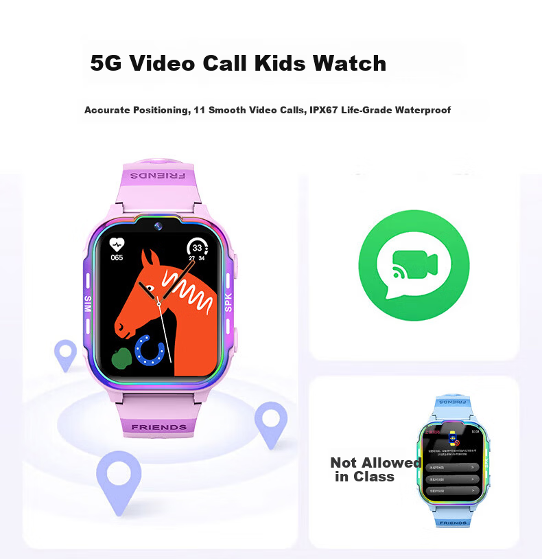 HUWXMAXI Kids 5G SIM Card Phone Watch Waterproof GPS Tracker for Boys and Girls Ages 6-18, Compatible with All Networks 2