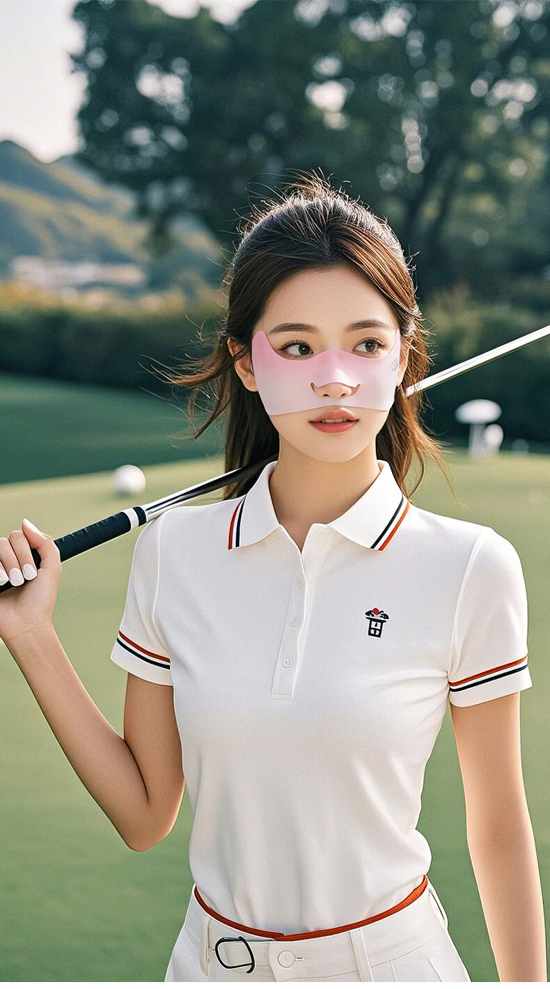 GOLOVEJOY Sunscreen Face Mask Outdoor Cycling Running Golf Ice Silk Breathable Eye Protection UV Resistant Pink 10