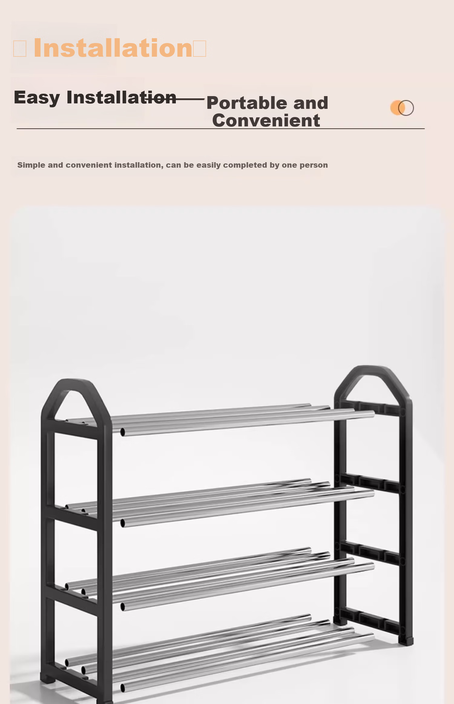 Yi Mo Shoe Rack Simple Shoe Cabinet Multi-layer Storage Shelf Three-tier Black 42cm 11