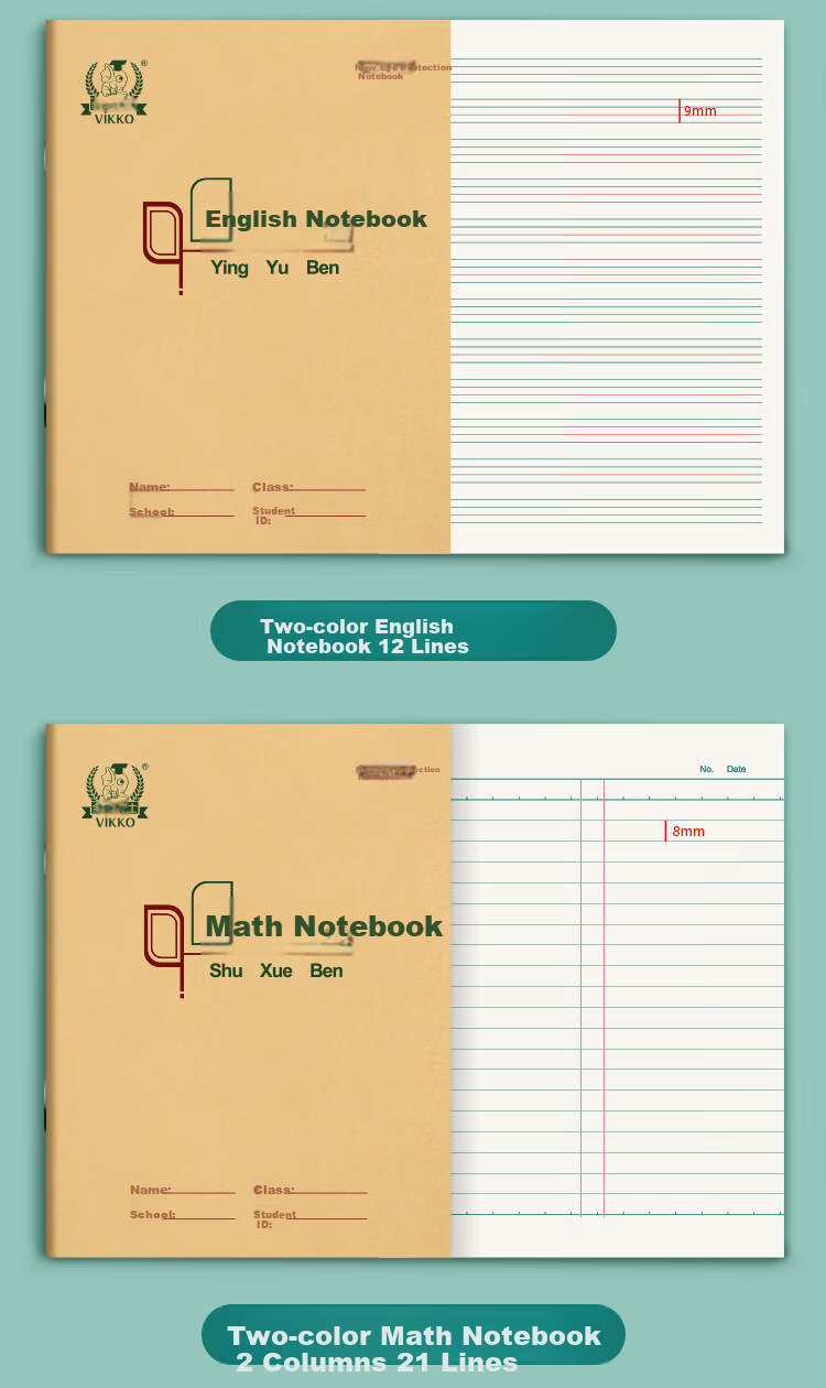 Dr. Dory Copybook 22k11 Grid 15-Line Square Notebook Beijing Standard Student Exercise Book Kraft Paper Soft Copybook Thickened Eye Protection Iron Staple 22 Sheets 5-Pack Back to School Essential 10