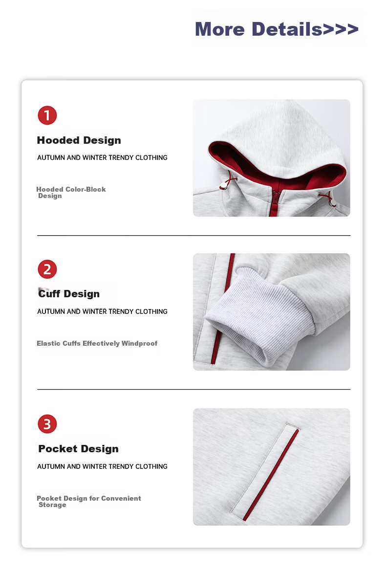MEDE Spring and Autumn Colorblock Zipper Cardigan Sweatshirt Unisex Trendy Loose Casual Versatile Hoodie Cloud Blue 3XL 6