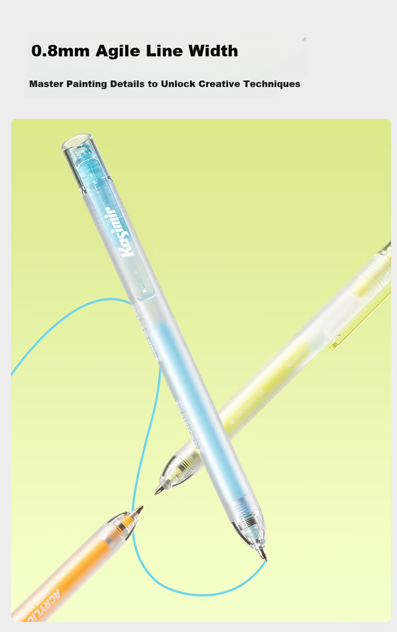 Cashmere Retractable Acrylic Gel Pen Colorful Gel Pen Student Stationery Drawing Journal Pen Large Capacity Rollerball Pen Exam Review Highlight Marker - Galaxy 3-Pack 6