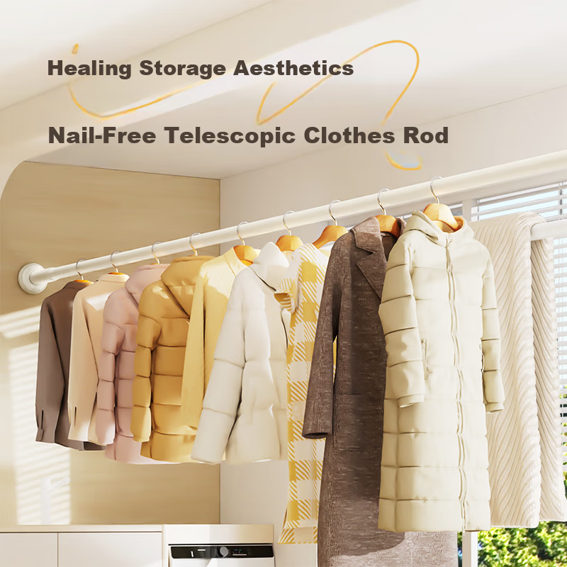 Submarine No-Drill Telescopic Clothes Drying Rod 304 Stainless Steel Shower Curtain Rod Balcony Clothes Hanger 100-170cm
