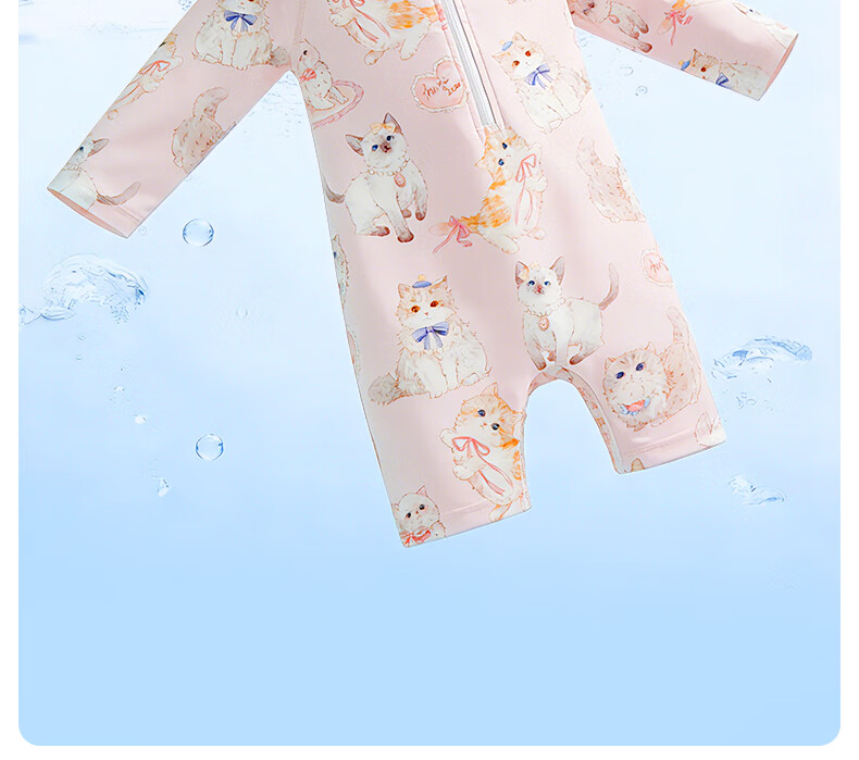 Happy Little Bear Kids Swimsuit Baby One-Piece UV Protection Quick-Dry Mid-Sleeve Swimwear Summer Outdoor 14