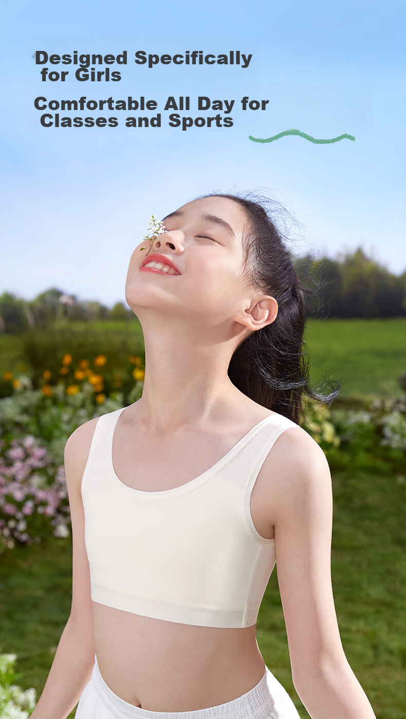 PurCotton Ultra-Thin Cotton Bra for Teenage Girls, Light Breathable Cotton Underwear for Middle School Students Aged 12-16, Self-Operated Second And Third Stage 26
