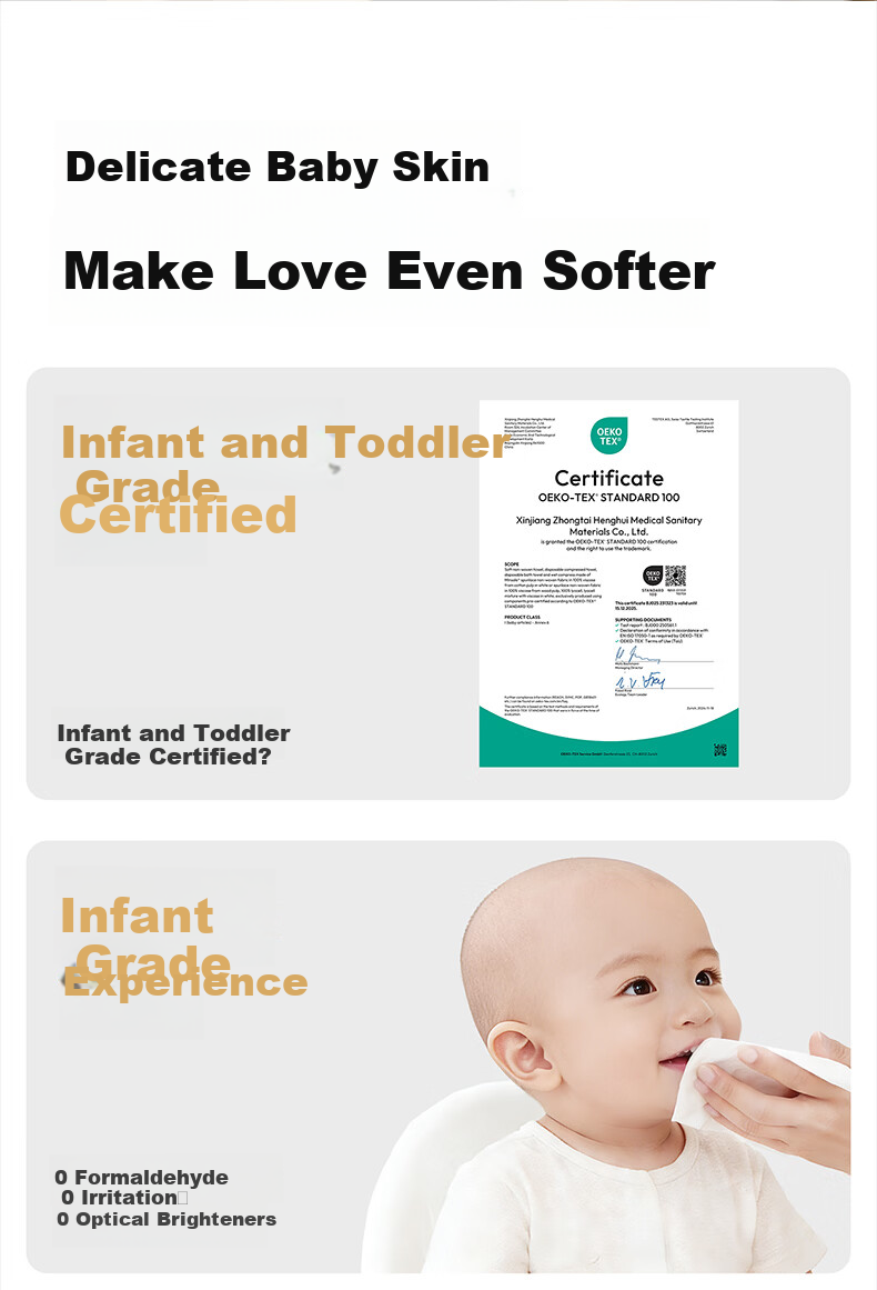 Xue Mianduo Cotton Soft Towel 100% Pure Cotton Baby Newborn Dual-use Dry and Wet Wipes 80 Sheets 5 Packs 3