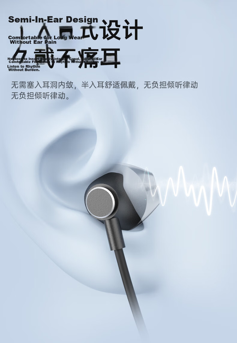 Viken 2026 Latest Model Neckband Bluetooth Earphones Semi-In-Ear Comfortable Wireless Sports Running Waterproof Long Battery Life Noise Cancelling Call Compatible with Apple Xiaomi 11
