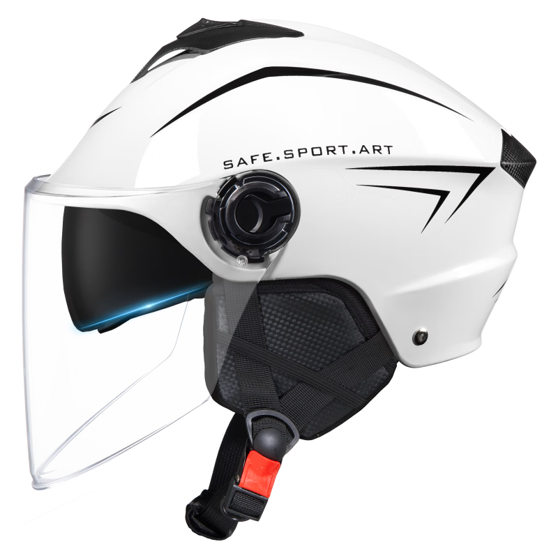 Feige Spreck 3C Certified New National Standard Summer Breathable Electric Vehicle Helmet Women's Men's Electric Bike Motorcycle Safety Half Helmet 509 High-Definition Transparent Double Visor Bright