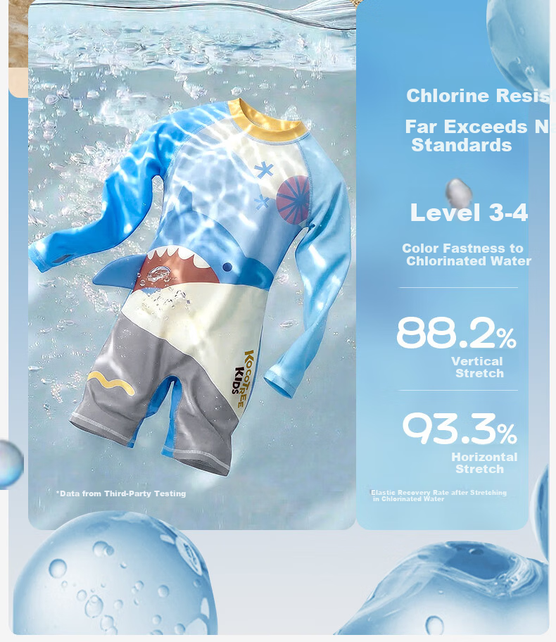 Kocotree KK Tree Kids Swimsuit Original Yarn UV Protection Cartoon Long Sleeve Swimwear Reinforced Back Anti-Sunburn 14