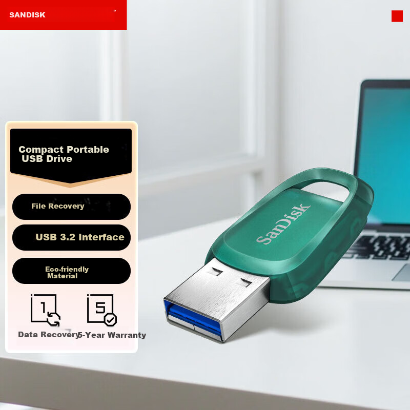 SanDisk 512GB USB 3.2 Flash Drive CZ96 Supreme High-Speed Eco 100MB/s Read Portable Data Recovery Business Office