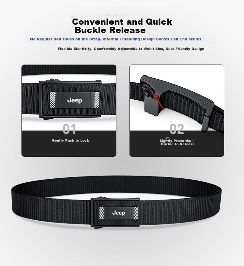JEEP 2026 New Canvas Leather Men's Automatic Buckle Braided Casual Military Training Belt 3