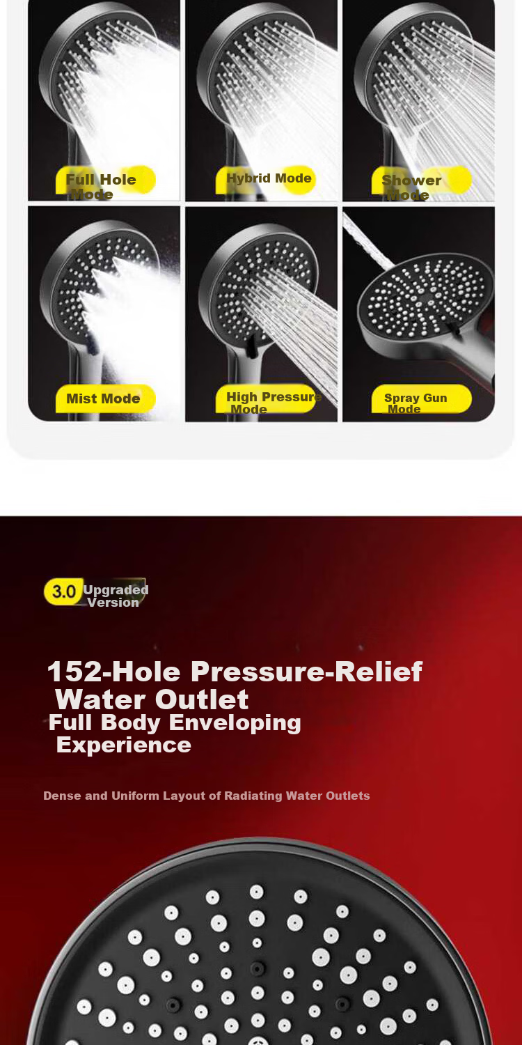 Del 28-Year Brand Pressurized Shower Head Multifunctional Handheld Bathroom Shower Set JJ-001 9