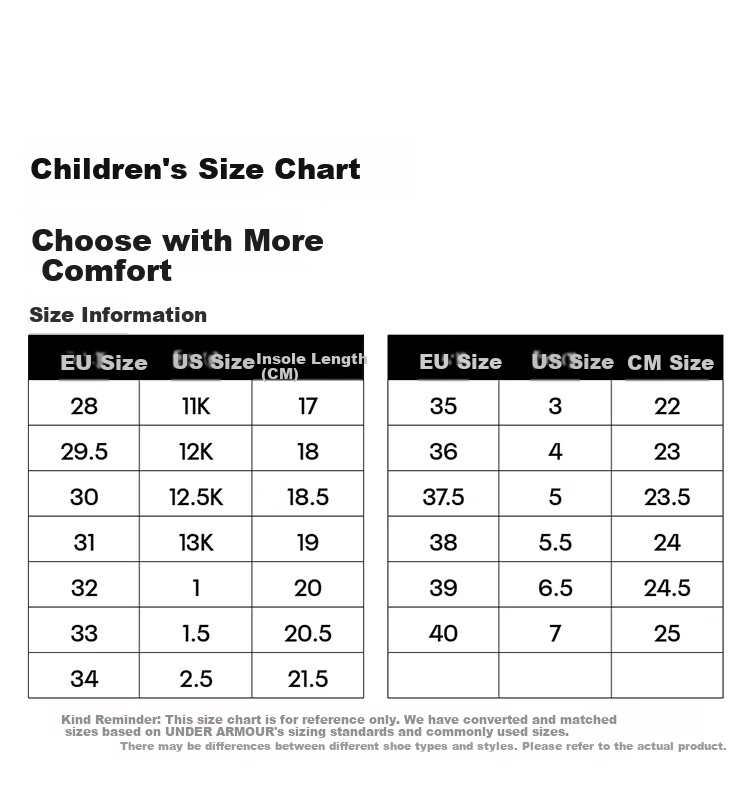 Under Armour Kids Outdoor Shoes Boys and Girls Hiking Strap Mesh Breathable Casual Sports Shoes 11