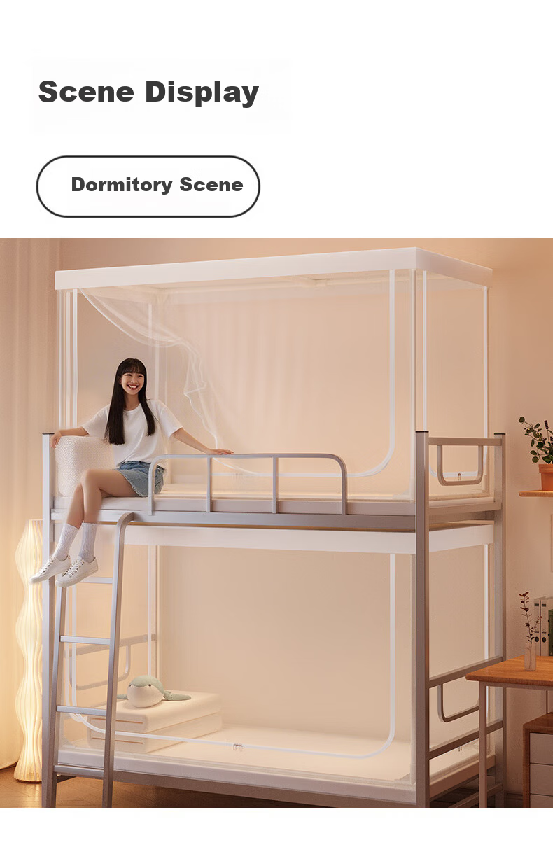 Lazy Infinity High School Student Dormitory Mosquito Net Universal Bunk Bed Mosquito Net Frame 0.9m Three-Door No Installation Dustproof Top 8