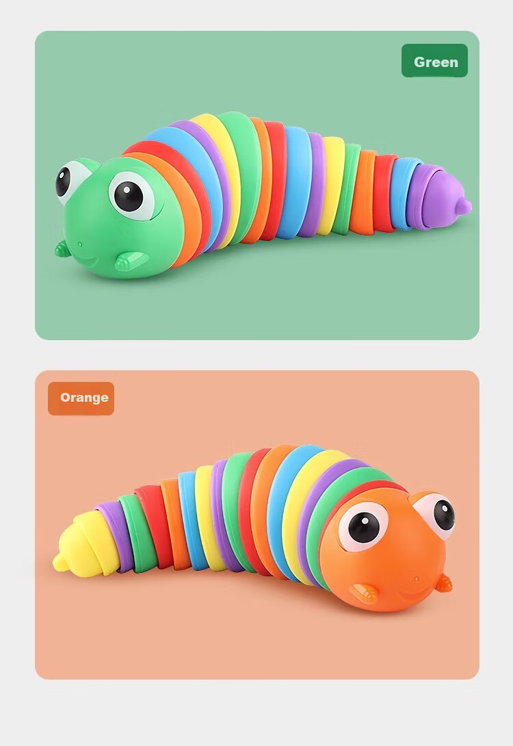 Fun World Colorful Twistable Caterpillar Educational Kids Puzzle Toy Rainbow Caterpillar Stress Relief Gadget 13