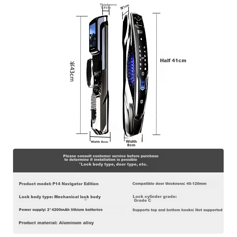 ALPHA AURORA Smart Door Lock P14 Navigator Edition Three-Camera Palm Vein Face Fingerprint Recognition Password Lock with Free On-Site Installation