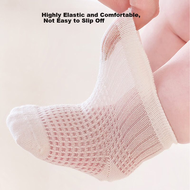 9i9 Baby Socks Summer Thin Breathable Mesh Seamless Combed Cotton Anti-Mosquito Socks 4 Pairs for 0-1 Year Old Children