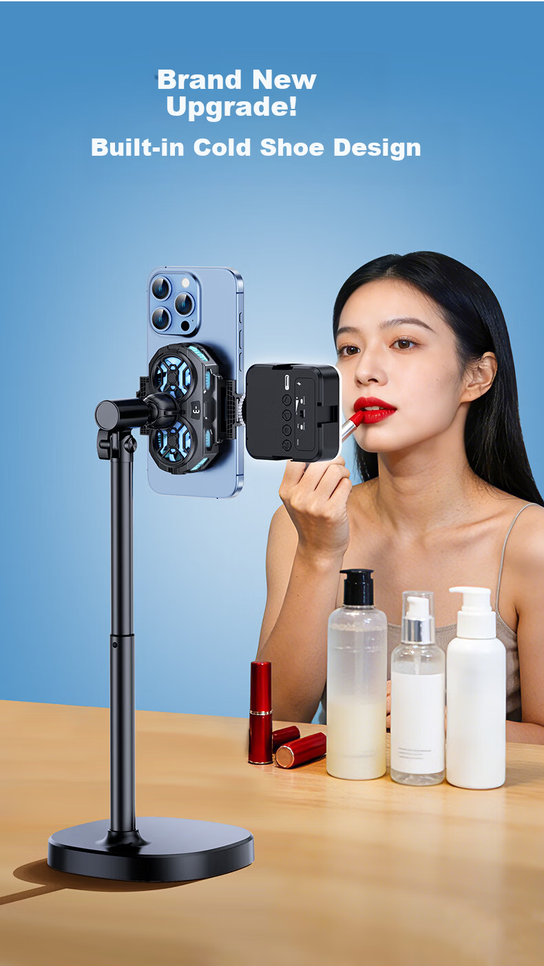 JIAHUACAI Dual-Core Cooling Mobile Phone Cooler Live Streaming Gaming Semiconductor Cooling Clip Silent Fan Ice-Sealed Gaming King PUBG Tool 2