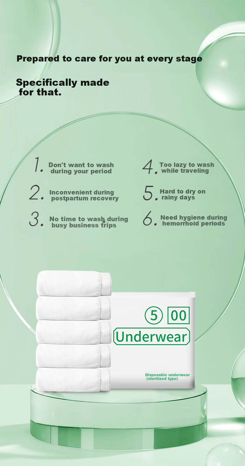 Yalu Disposable Women's Cotton Crotch Underwear 7-Pack Individually Wrapped Double-Layer Wash-Free Maternity Travel Vacation 15