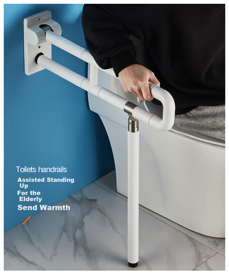 Meiruide T-Shaped Up-Flipping Toilet Support Handle, Bathroom Handrail, Barrier-Free Elderly-Friendly Toilet Handle, 70cm TY-MF 6
