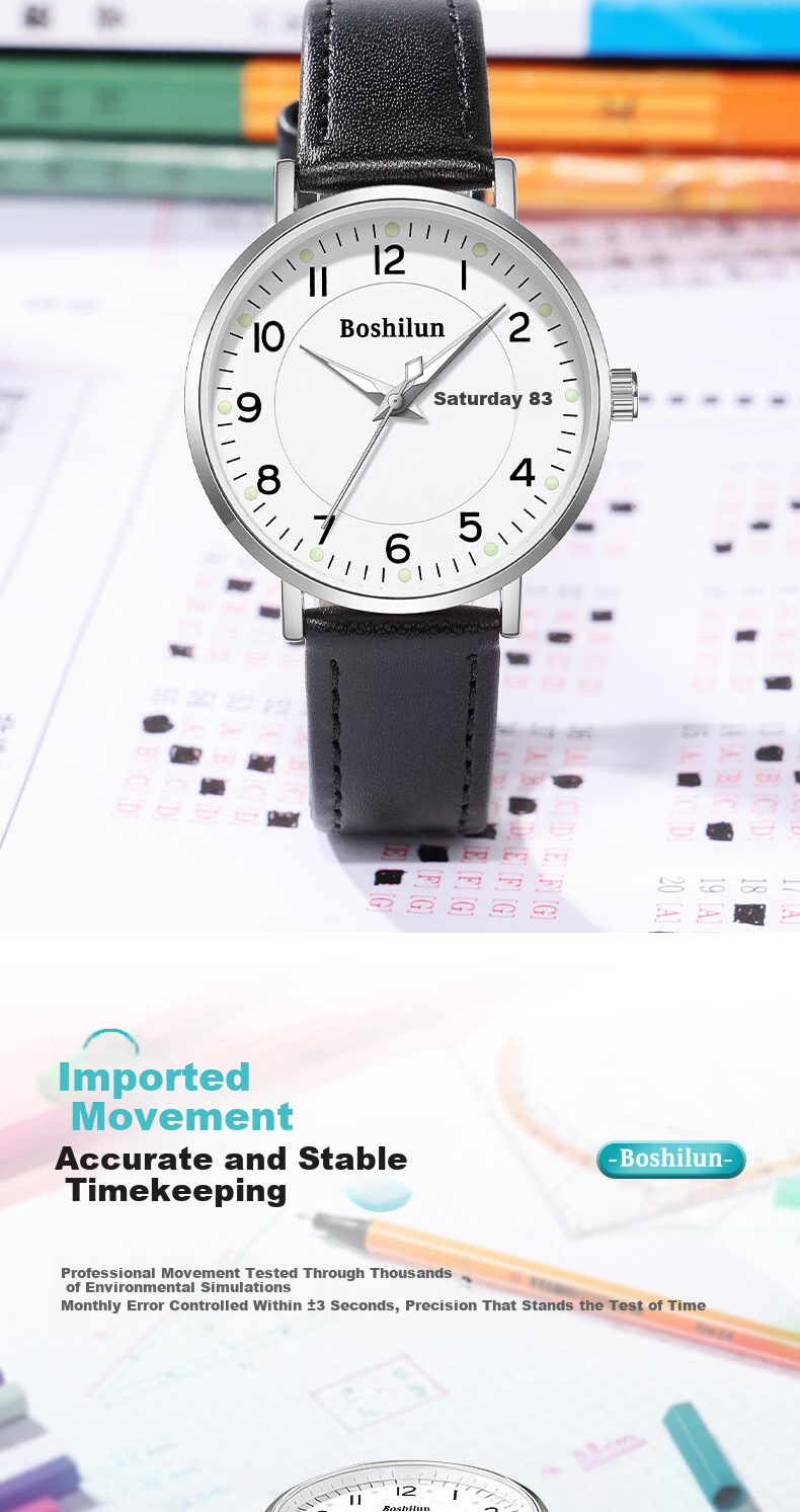 Bausch & Lomb Silent Quartz Sports Watch for High School Students, Unisex Kids Time-Only Exam Watch 6