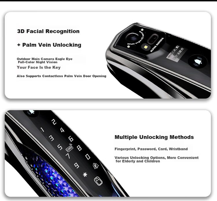 ALPHA AURORA Smart Door Lock P14 Navigator Edition Three-Camera Palm Vein Face Fingerprint Recognition Password Lock with Free On-Site Installation 15